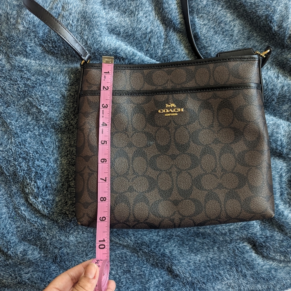 Coach Brown Signature Crossbody Bag with Black Trim - Picture 8 of 12